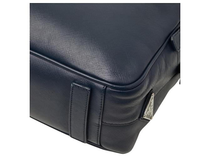 Saffiano Borsetta Prada con placca logo Triangle Blu navy - vista 4