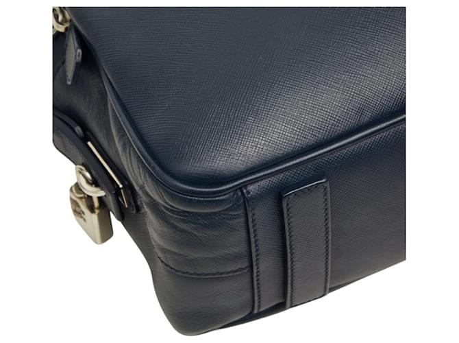 Saffiano Borsetta Prada con placca logo Triangle Blu navy - vista 5