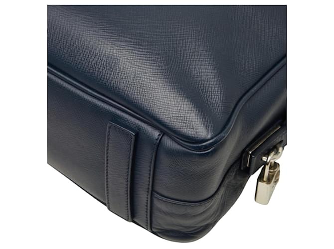 Saffiano Borsetta Prada con placca logo Triangle Blu navy - vista 6