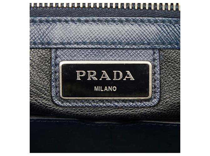 Saffiano Borsetta Prada con placca logo Triangle Blu navy - vista 9