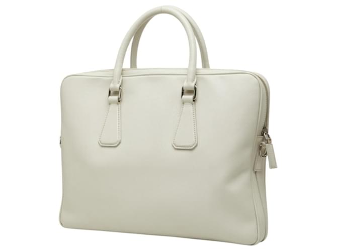 Saffiano Borsa Prada con placca logo Triangle Bianco - vista 2