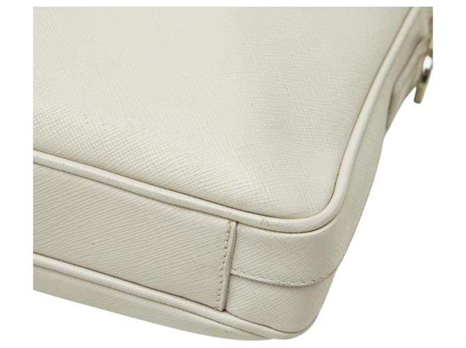 Saffiano Borsa Prada con placca logo Triangle Bianco - vista 4