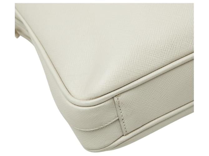 Saffiano Borsa Prada con placca logo Triangle Bianco - vista 5