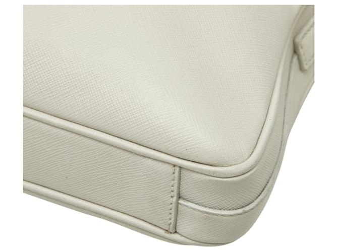 Saffiano Borsa Prada con placca logo Triangle Bianco - vista 6