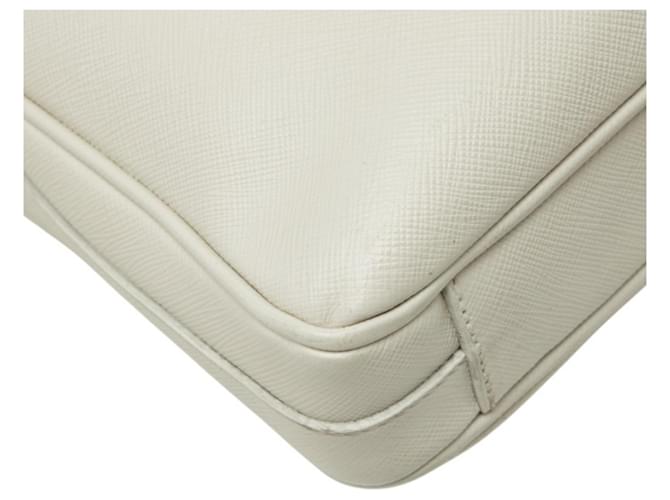 Saffiano Borsa Prada con placca logo Triangle Bianco - vista 7