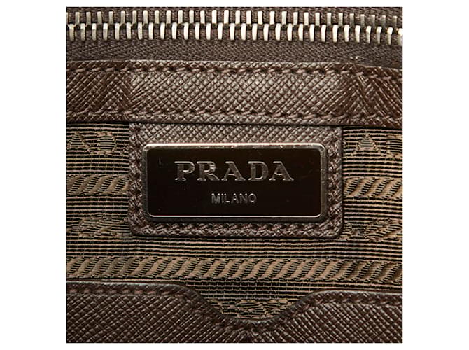 Saffiano Borsa Prada con placca logo Triangle Bianco - vista 9