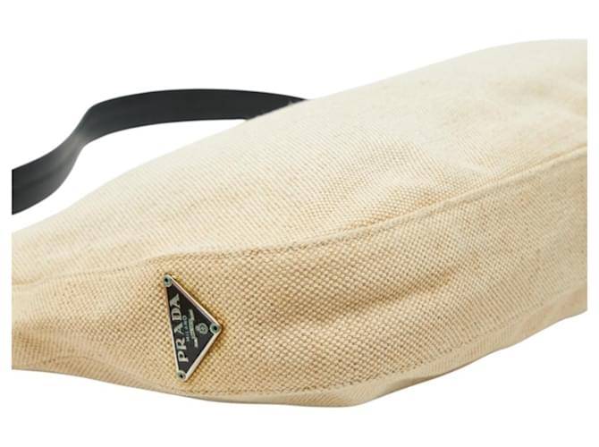 Borsa monospalla Prada con placca logo Triangle Beige - vista 5
