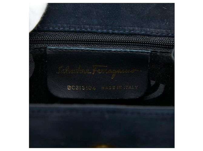Sac à main Salvatore Ferragamo Vara Doré Bleu Marine - vue 6