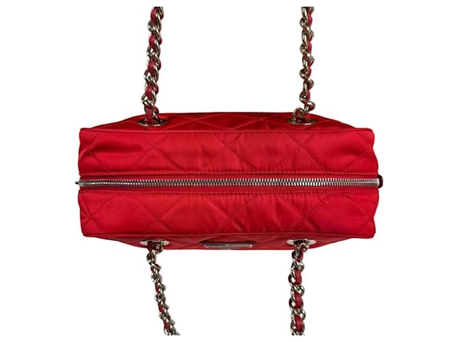 Double Borsa a tracolla Prada in nylon Rosso - vista 10