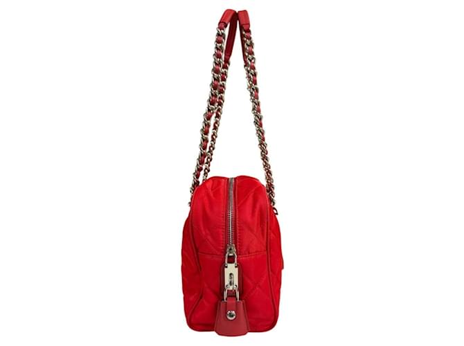 Double Borsa a tracolla Prada in nylon Rosso - vista 4