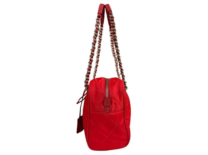 Double Borsa a tracolla Prada in nylon Rosso - vista 5