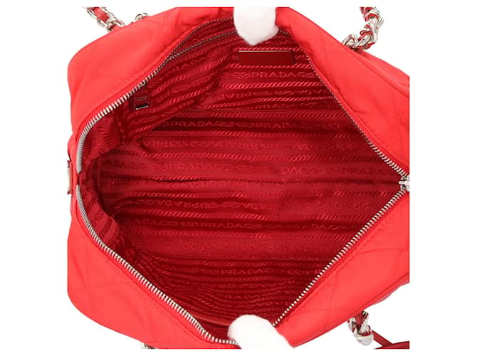 Double Borsa a tracolla Prada in nylon Rosso - vista 7