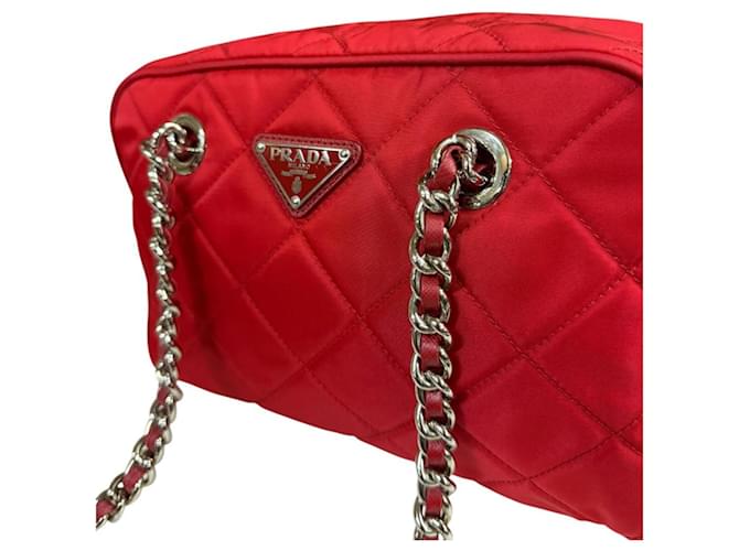 Double Borsa a tracolla Prada in nylon Rosso - vista 9