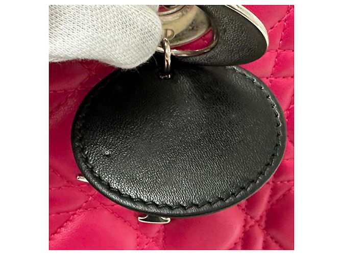 Borsa a mano in pelle rosa Christian Dior - vista 15
