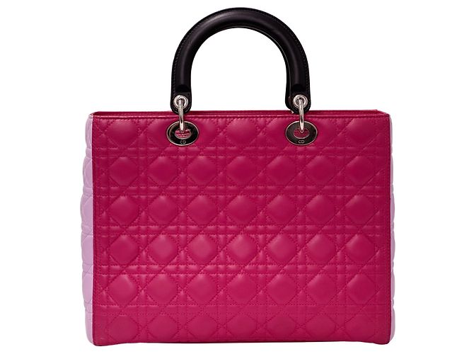 Borsa a mano in pelle rosa Christian Dior - vista 2