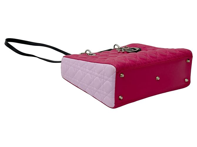 Borsa a mano in pelle rosa Christian Dior - vista 4