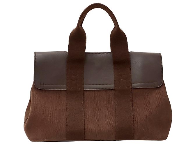 Hermès Hermes Valparaiso PM Canvas Handtasche Braun Weiß - Ansicht 2