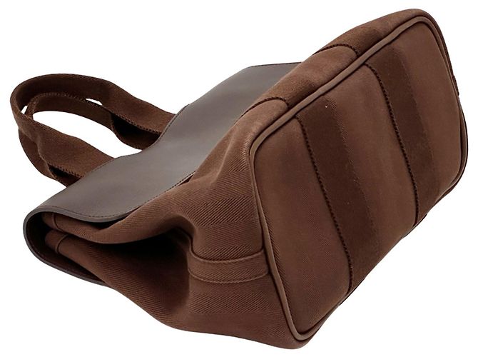 Hermès Hermes Valparaiso PM Canvas Handtasche Braun Weiß - Ansicht 3