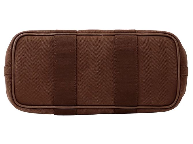 Hermès Hermes Valparaiso PM Canvas Handtasche Braun Weiß - Ansicht 4