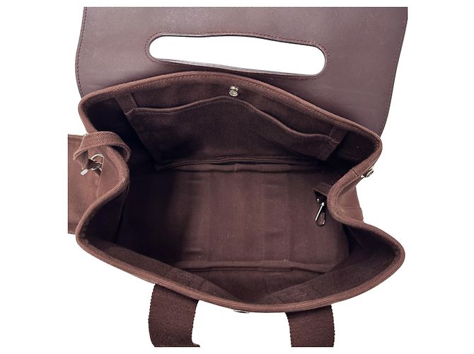 Hermès Hermes Valparaiso PM Canvas Handtasche Braun Weiß - Ansicht 5