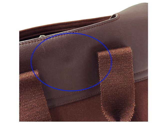 Hermès Hermes Valparaiso PM Canvas Handtasche Braun Weiß - Ansicht 8