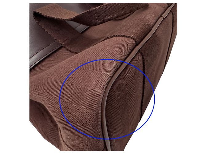 Hermès Hermes Valparaiso PM Canvas Handtasche Braun Weiß - Ansicht 9