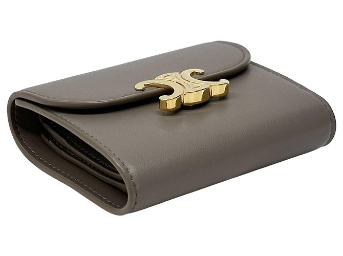 Triomphe Céline Celine Bi-fold Ledergeldbörse Braun - Ansicht 3