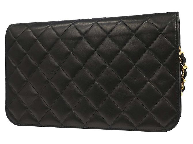 Chanel Vintage Full Flap Quilted Lambskin Small Nero - vista 2