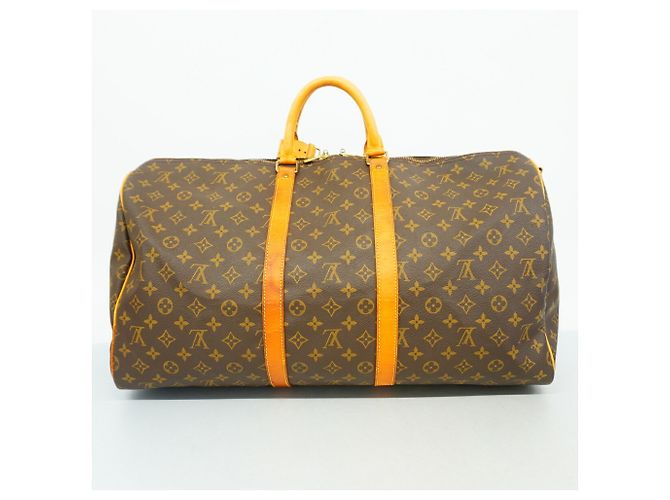 Borsa Louis Vuitton Monogram Keepall Bandoulière 55 Marrone - vista 14