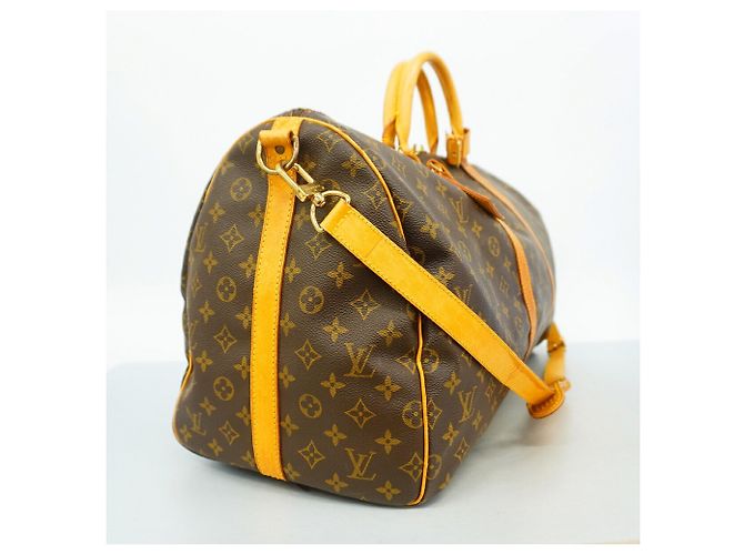 Borsa Louis Vuitton Monogram Keepall Bandoulière 55 Marrone - vista 2