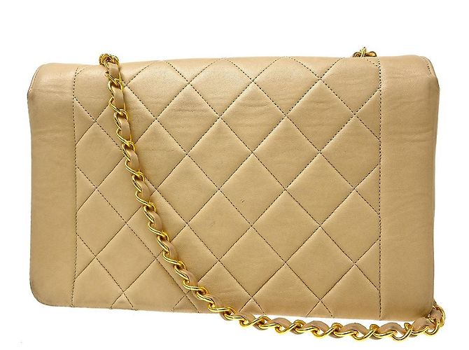 Chanel Vintage Diana Flap Quilted Lambskin Medium Beige - vista 2