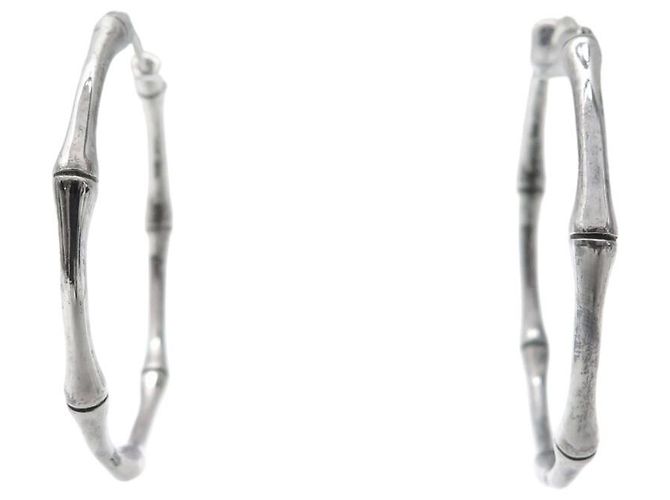 ORECCHINI GUCCI BAMBOO A CERCHIO IN ARGENTO 925 SILVER LOOPS EARRINGS - vista 2