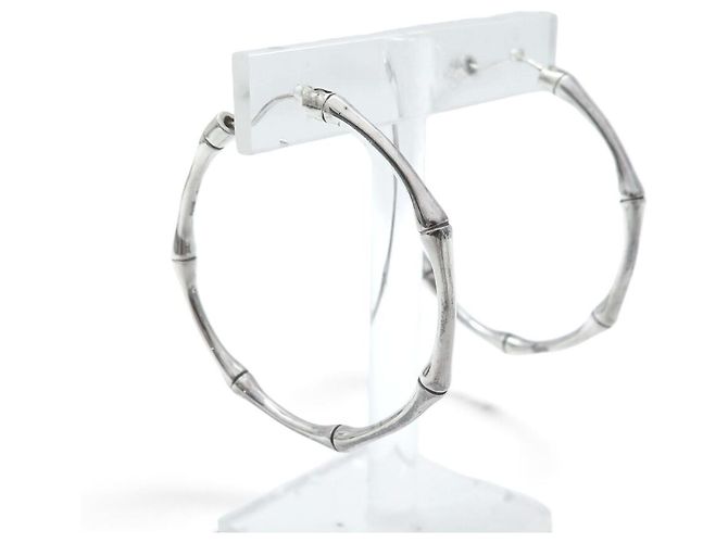 ORECCHINI GUCCI BAMBOO A CERCHIO IN ARGENTO 925 SILVER LOOPS EARRINGS - vista 3