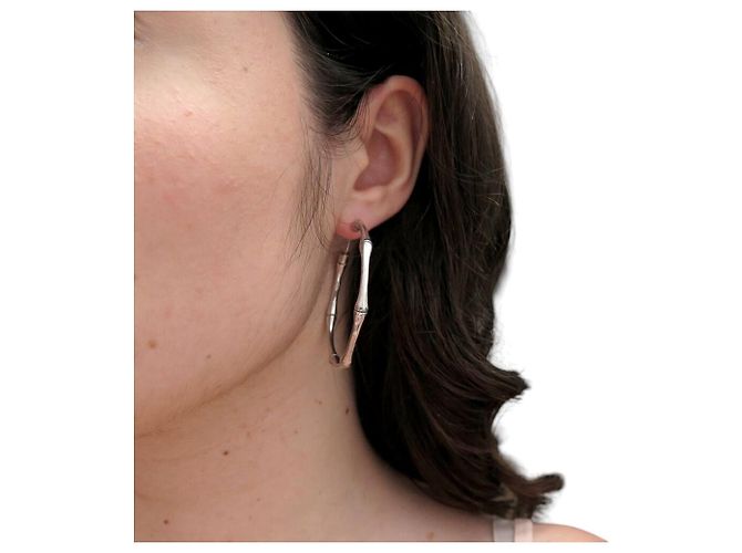 ORECCHINI GUCCI BAMBOO A CERCHIO IN ARGENTO 925 SILVER LOOPS EARRINGS - vista 9