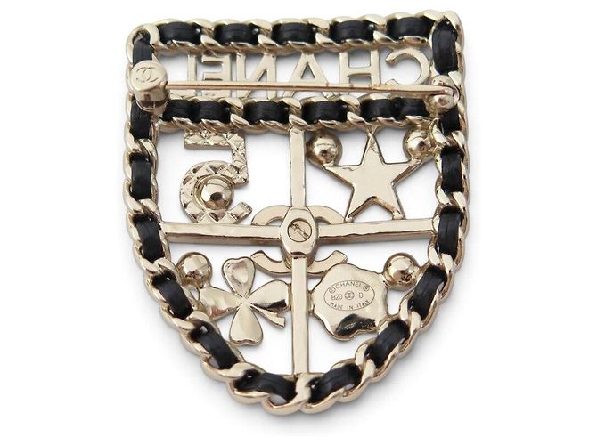 NEUE CHANEL BROSCHE AB4702 WAPPEN LOGO CC KLEEE BLUME CAMELIA NUMMER 5 BROOCH Golden - Ansicht 3