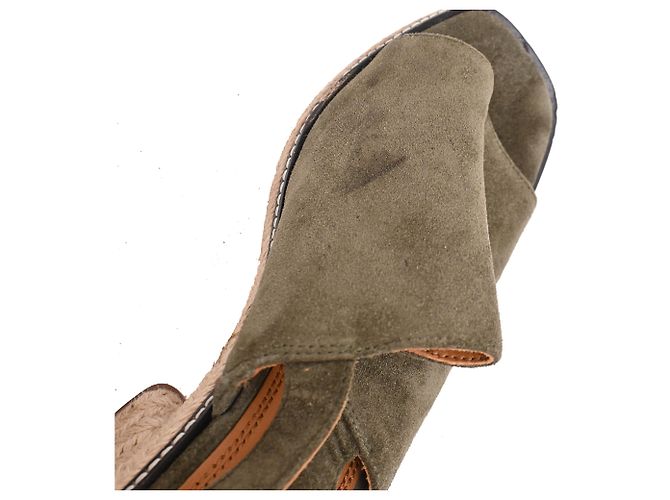 Sandali espadrillas slingback con tacco Tory Burch in camoscio olive Verde Verde oliva - vista 10
