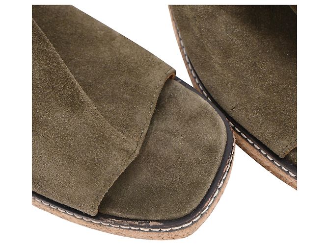 Sandali espadrillas slingback con tacco Tory Burch in camoscio olive Verde Verde oliva - vista 16