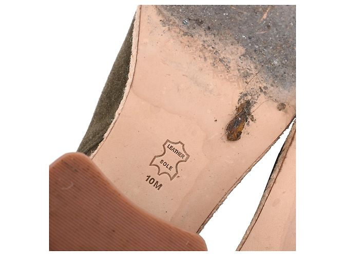 Sandali espadrillas slingback con tacco Tory Burch in camoscio olive Verde Verde oliva - vista 7