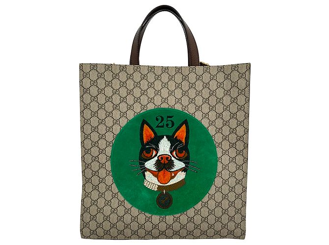 Gucci Bosco Patch GG Supreme Tote Bag aus beigem beschichtetem Canvas - Ansicht 3