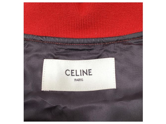 Céline Celine Teddy College Bomberjacke aus burgunderrotem Polyester Bordeaux - Ansicht 6