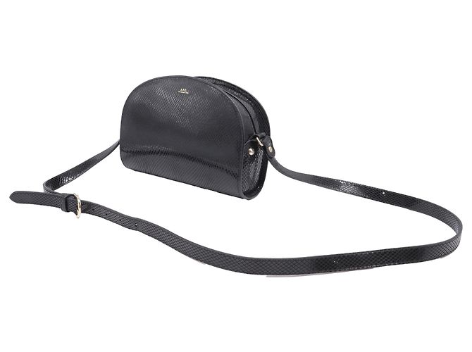 Apc Borsa a tracolla Demi-Lune A.P.C. in pelle nera con effetto pitone Nero - vista 2