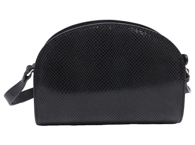 Apc Borsa a tracolla Demi-Lune A.P.C. in pelle nera con effetto pitone Nero - vista 4
