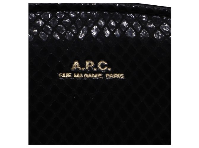 Apc Borsa a tracolla Demi-Lune A.P.C. in pelle nera con effetto pitone Nero - vista 8