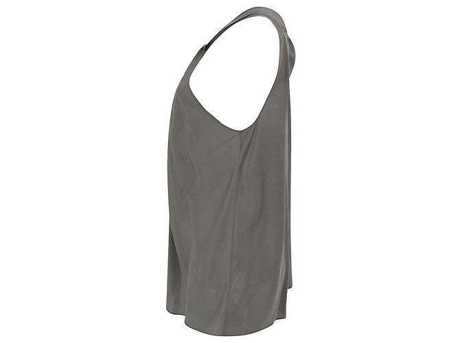 Blusa de cuello halter torcido Theory en seda gris - vista 2