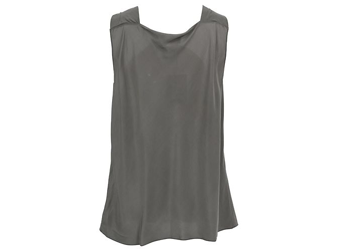 Blusa de cuello halter torcido Theory en seda gris - vista 3