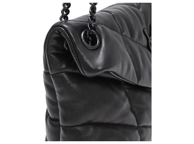 Yves Saint Laurent Borsa a spalla Small Toy Puffer Saint Laurent in pelle d'agnello nera Nero - vista 23