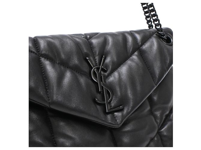 Yves Saint Laurent Borsa a spalla Small Toy Puffer Saint Laurent in pelle d'agnello nera Nero - vista 24