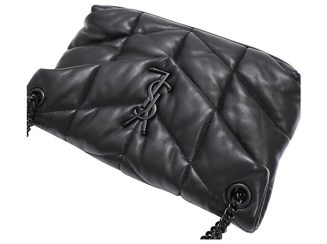 Yves Saint Laurent Borsa a spalla Small Toy Puffer Saint Laurent in pelle d'agnello nera Nero - vista 27