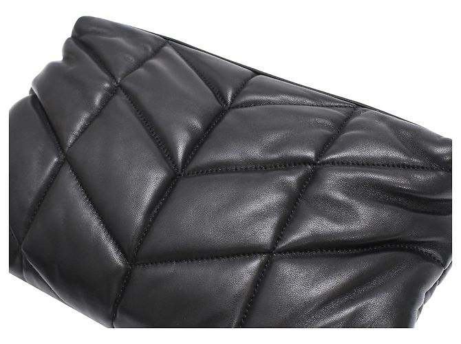 Yves Saint Laurent Borsa a spalla Small Toy Puffer Saint Laurent in pelle d'agnello nera Nero - vista 28