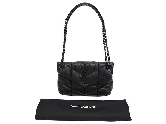 Yves Saint Laurent Borsa a spalla Small Toy Puffer Saint Laurent in pelle d'agnello nera Nero - vista 29